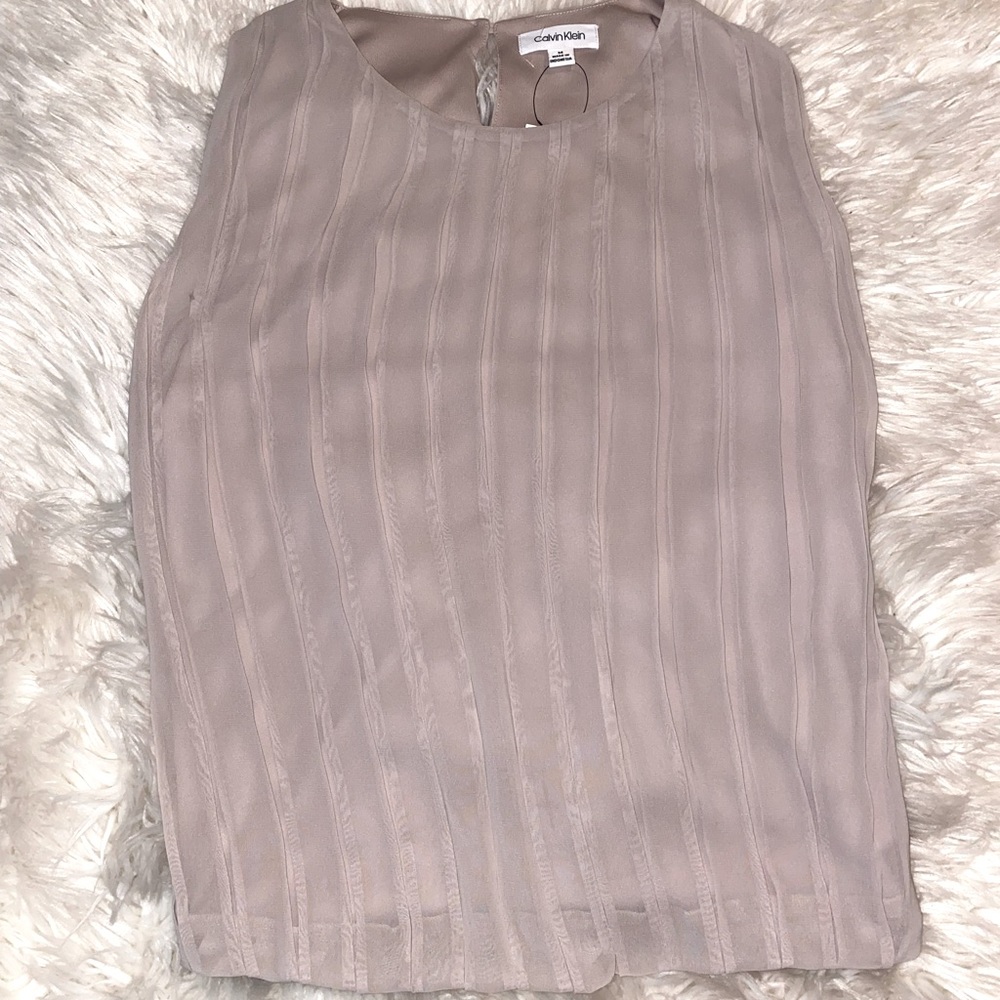 NWT CALVIN KLEIN Ruffled Beige Blouse